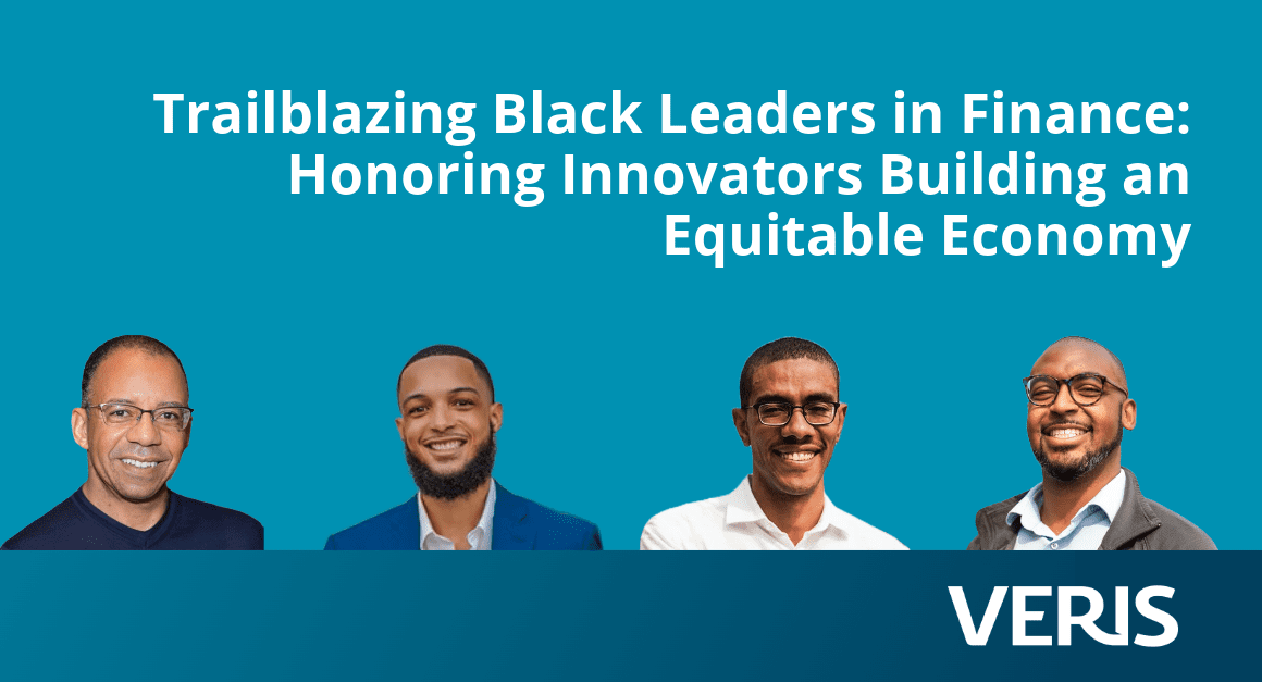 Photos of Philip Reeves and Todd Leverette of Apis & Heritage, Mark Watson of Potlikker Capital, and Lawrence Williams III of the De-Carceration Fund. The title of the article is spelled out in white lettering on a blue background: Trailblazing Black Leaders in Finance: Honoring Innovators Building an Equitable Economy