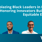 Photos of Philip Reeves and Todd Leverette of Apis & Heritage, Mark Watson of Potlikker Capital, and Lawrence Williams III of the De-Carceration Fund. The title of the article is spelled out in white lettering on a blue background: Trailblazing Black Leaders in Finance: Honoring Innovators Building an Equitable Economy